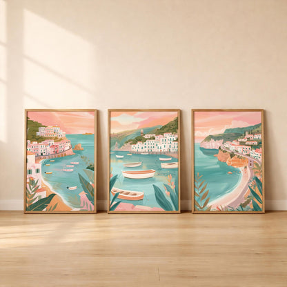 Amalfi Coast Set of 3 Posters | Amalfi Coast Gallery Wall Art - WanderWall