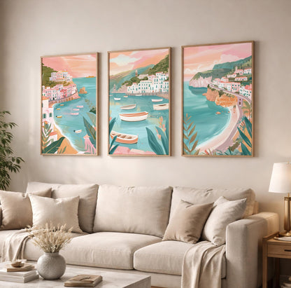 Amalfi Coast Set of 3 Posters | Amalfi Coast Gallery Wall Art - WanderWall