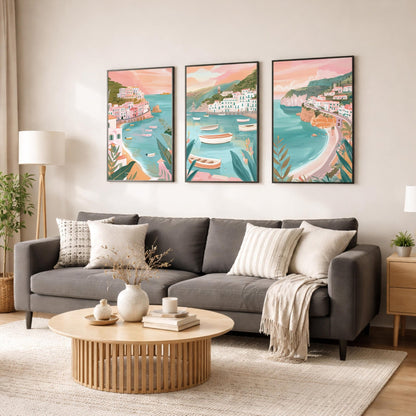 Amalfi Coast Set of 3 Posters | Amalfi Coast Gallery Wall Art - WanderWall