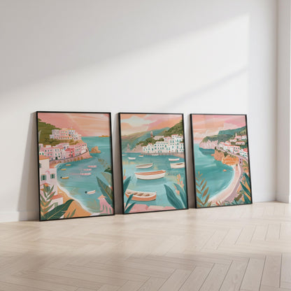 Amalfi Coast Set of 3 Posters | Amalfi Coast Gallery Wall Art - WanderWall