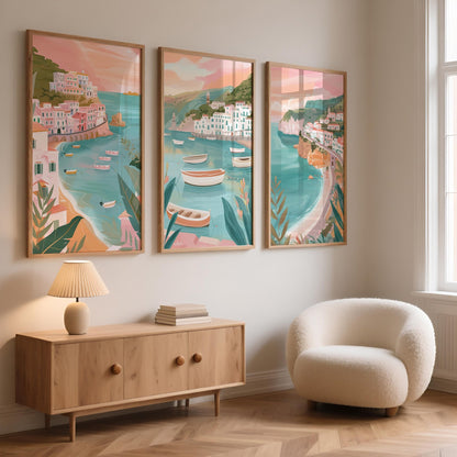 Amalfi Coast Set of 3 Posters | Amalfi Coast Gallery Wall Art - WanderWall