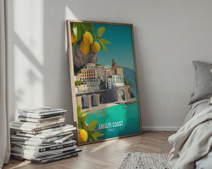Amalfi Coast Wall Art Print with Lemons and Scenic Landscape - WanderWall