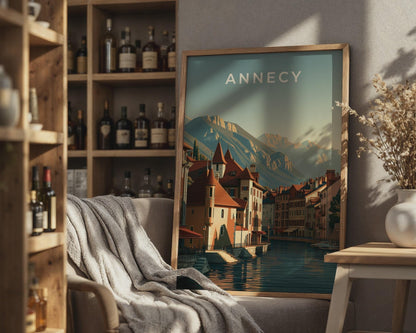 Annecy Vintage Architecture Landscape Poster Art Print - WanderWall