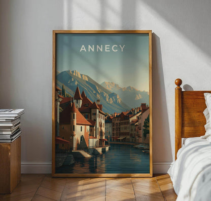 Annecy Vintage Architecture Landscape Poster Art Print - WanderWall