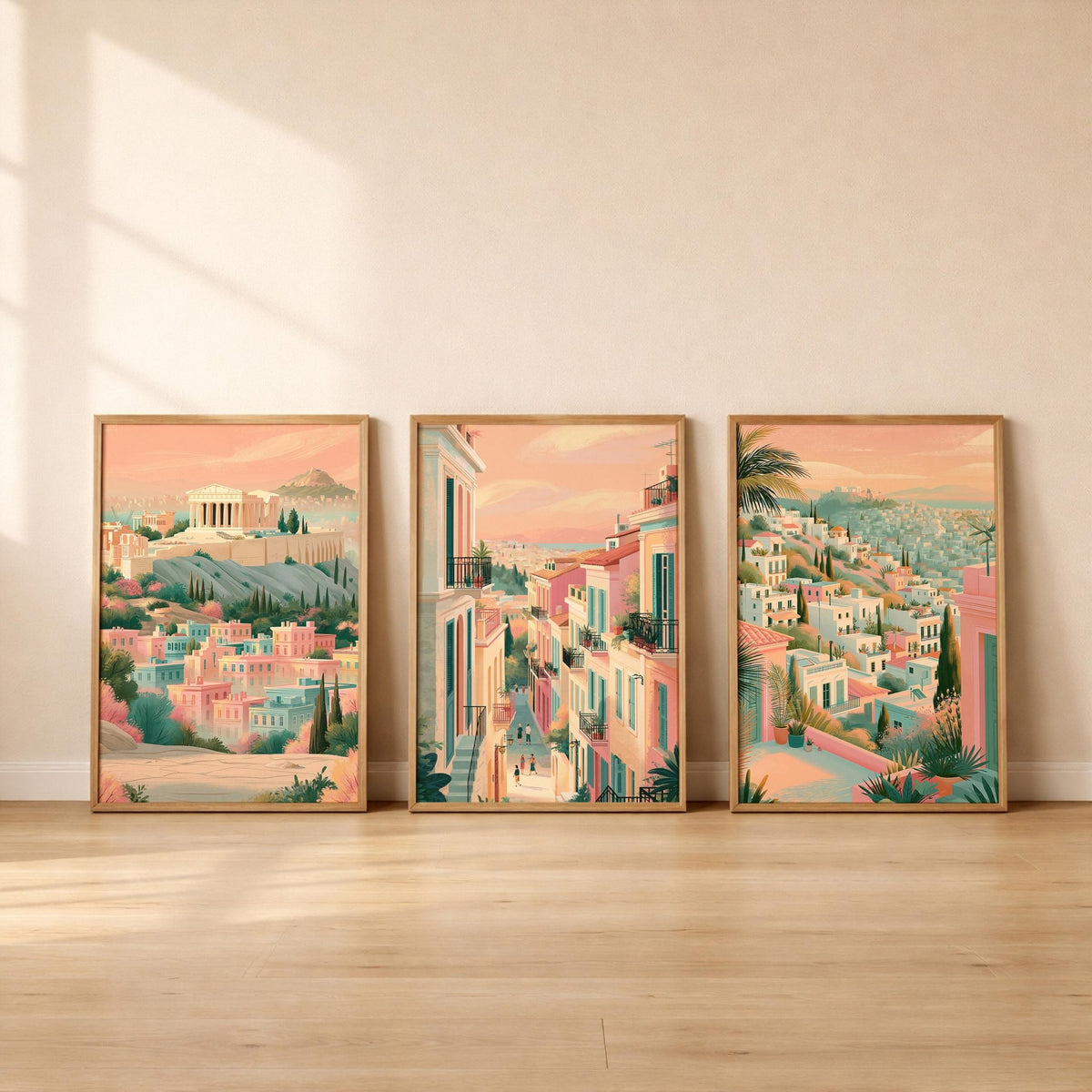 Athens Set of 3 Posters | Athens Gallery Wall Art - WanderWall