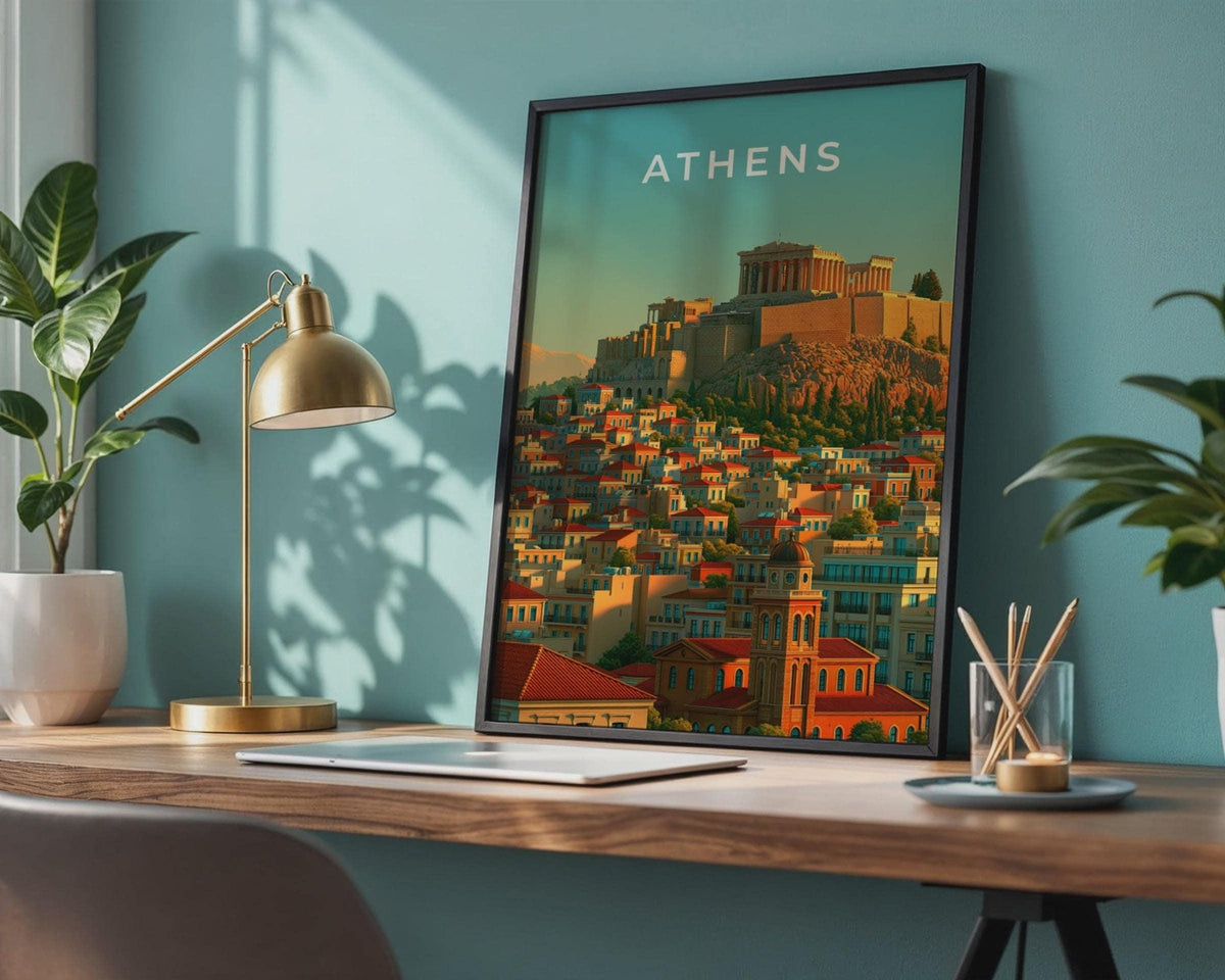 Athens Skyline Print Greek Architecture Art Travel Poster - WanderWall