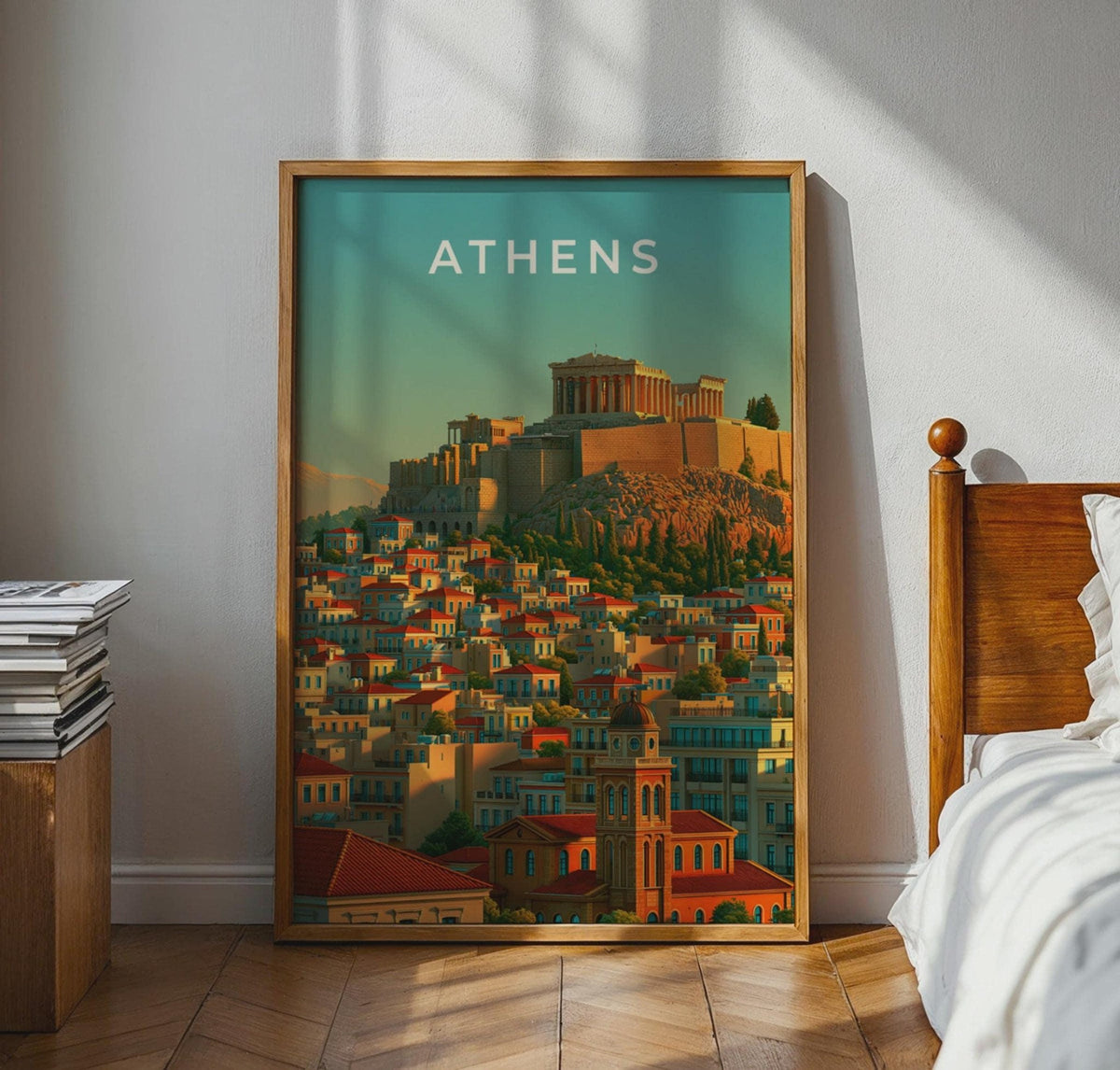 Athens Skyline Print Greek Architecture Art Travel Poster - WanderWall