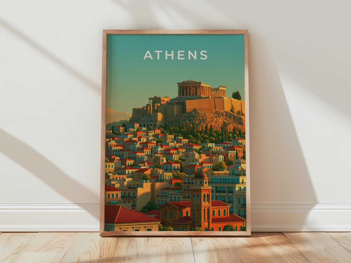 Athens Skyline Print Greek Architecture Art Travel Poster - WanderWall