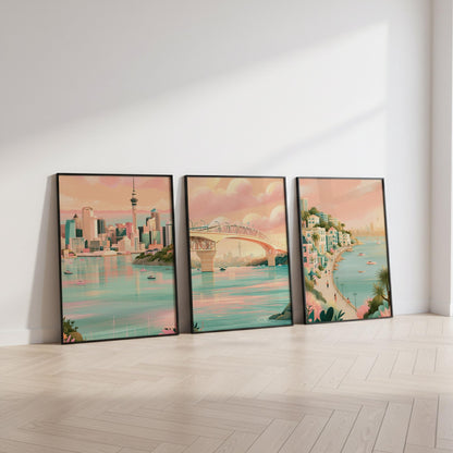 Auckland Set of 3 Posters | Auckland Gallery Wall Art - WanderWall