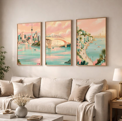 Auckland Set of 3 Posters | Auckland Gallery Wall Art - WanderWall