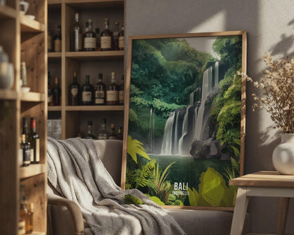 Bali Waterfall Art Print Wall Art Poster Indonesia - WanderWall