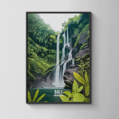 Bali Waterfall Print Wall Art Scenic Indonesia Poster - WanderWall