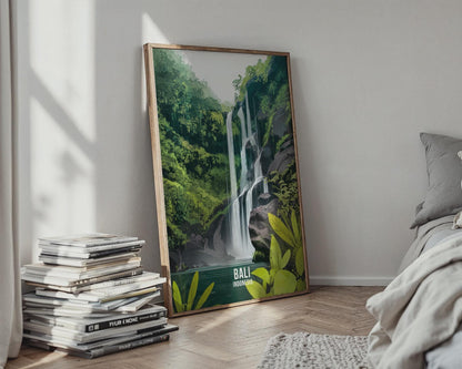 Bali Waterfall Print Wall Art Scenic Indonesia Poster - WanderWall
