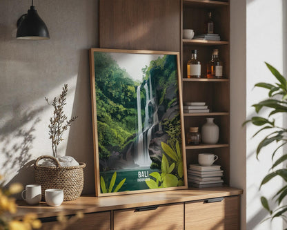 Bali Waterfall Print Wall Art Scenic Indonesia Poster - WanderWall