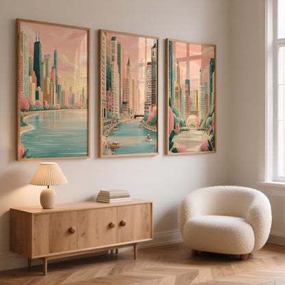 Chicago Set of 3 Posters | Chicago Gallery Wall Art - WanderWall