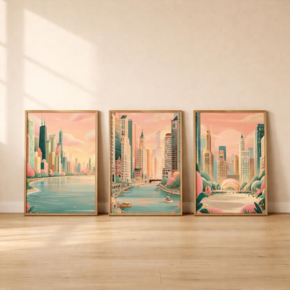 Chicago Set of 3 Posters | Chicago Gallery Wall Art - WanderWall