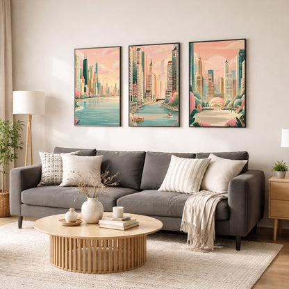 Chicago Set of 3 Posters | Chicago Gallery Wall Art - WanderWall