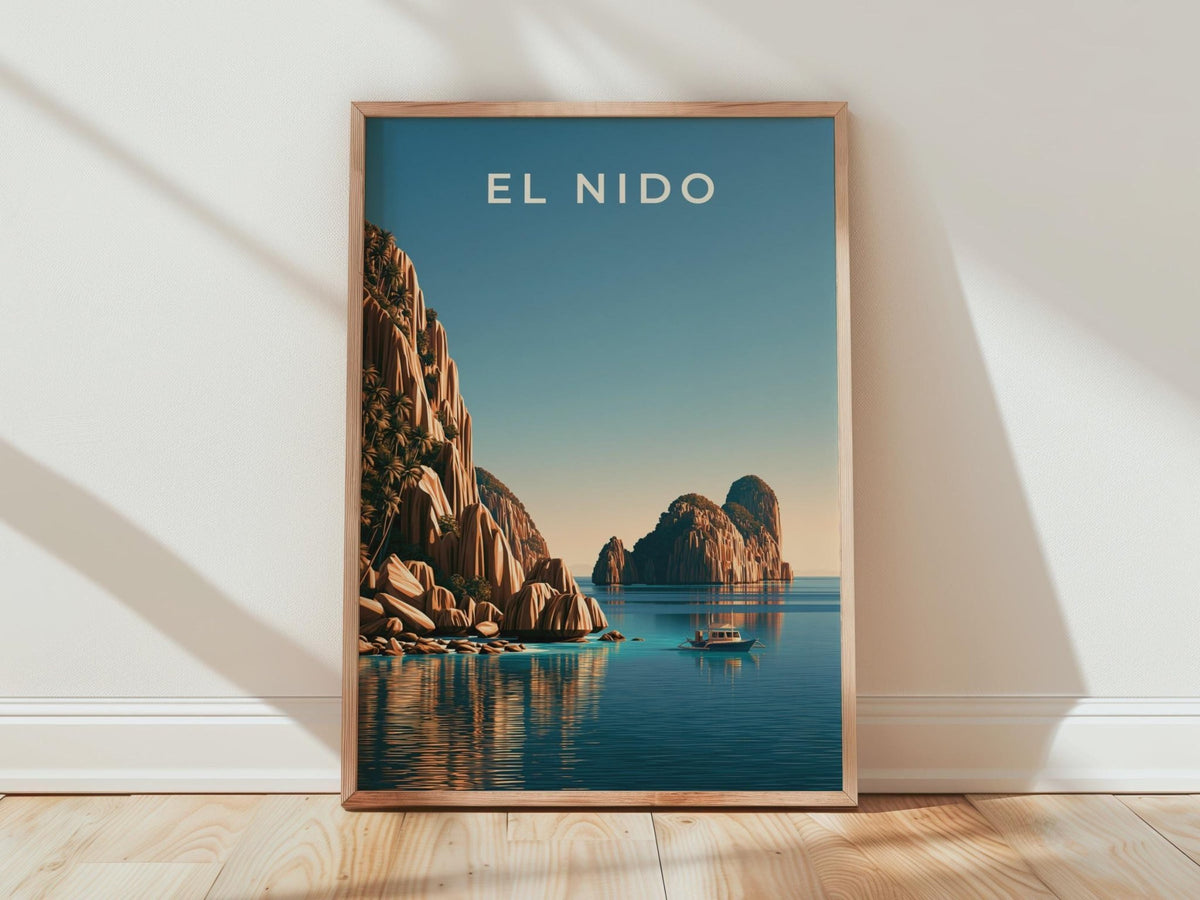 El Nido Palawan Print, Philippines Island Art, Tropical Cliff Seascape Poster - WanderWall