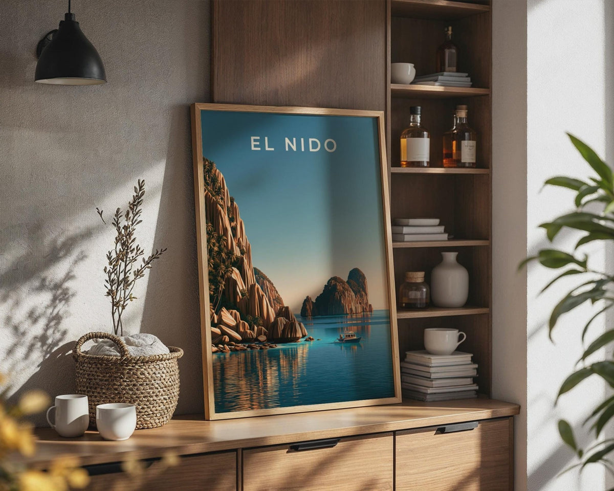 El Nido Palawan Print, Philippines Island Art, Tropical Cliff Seascape Poster - WanderWall