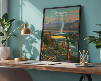 Geneva Switzerland Travel Poster - WanderWall
