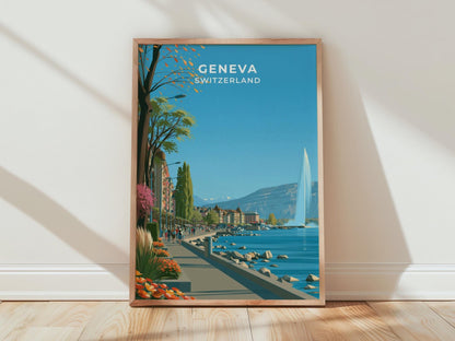 Geneva Switzerland Travel Poster - WanderWall