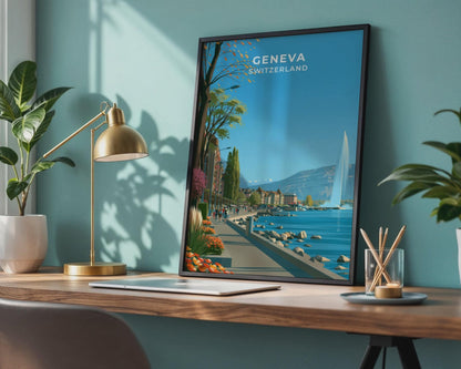 Geneva Switzerland Travel Poster - WanderWall