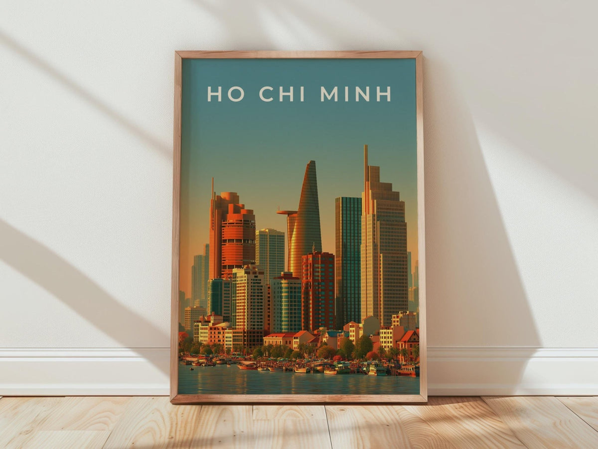 Ho Chi Minh City Skyline Print, Vietnam Poster, Saigon Wall Art, Sunset - WanderWall