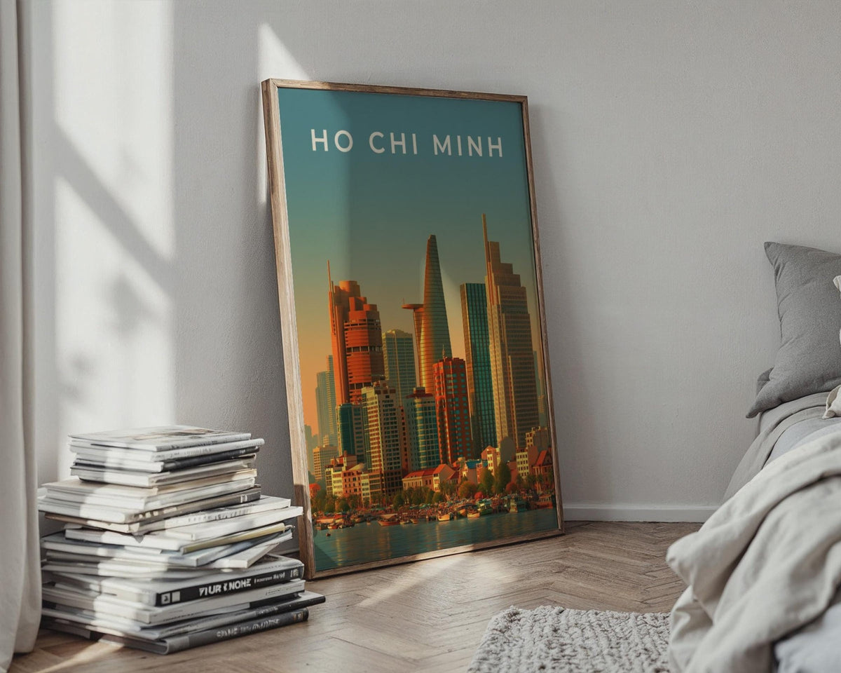 Ho Chi Minh City Skyline Print, Vietnam Poster, Saigon Wall Art, Sunset - WanderWall
