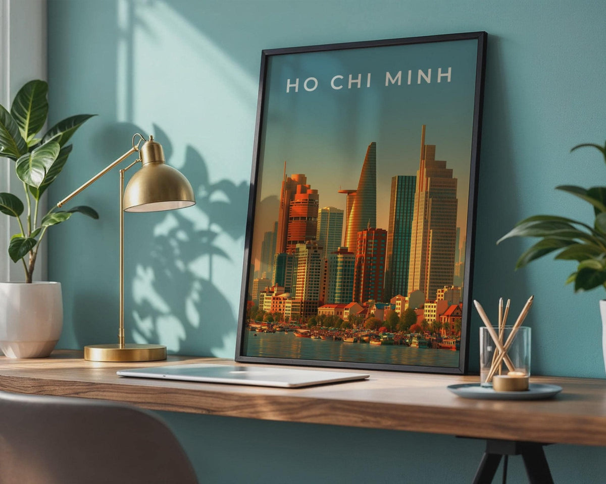 Ho Chi Minh City Skyline Print, Vietnam Poster, Saigon Wall Art, Sunset - WanderWall