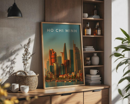 Ho Chi Minh City Skyline Print, Vietnam Poster, Saigon Wall Art, Sunset - WanderWall