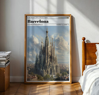 Barcelona Sagrada Familia Travel Poster - Barcelona Wall Art Print