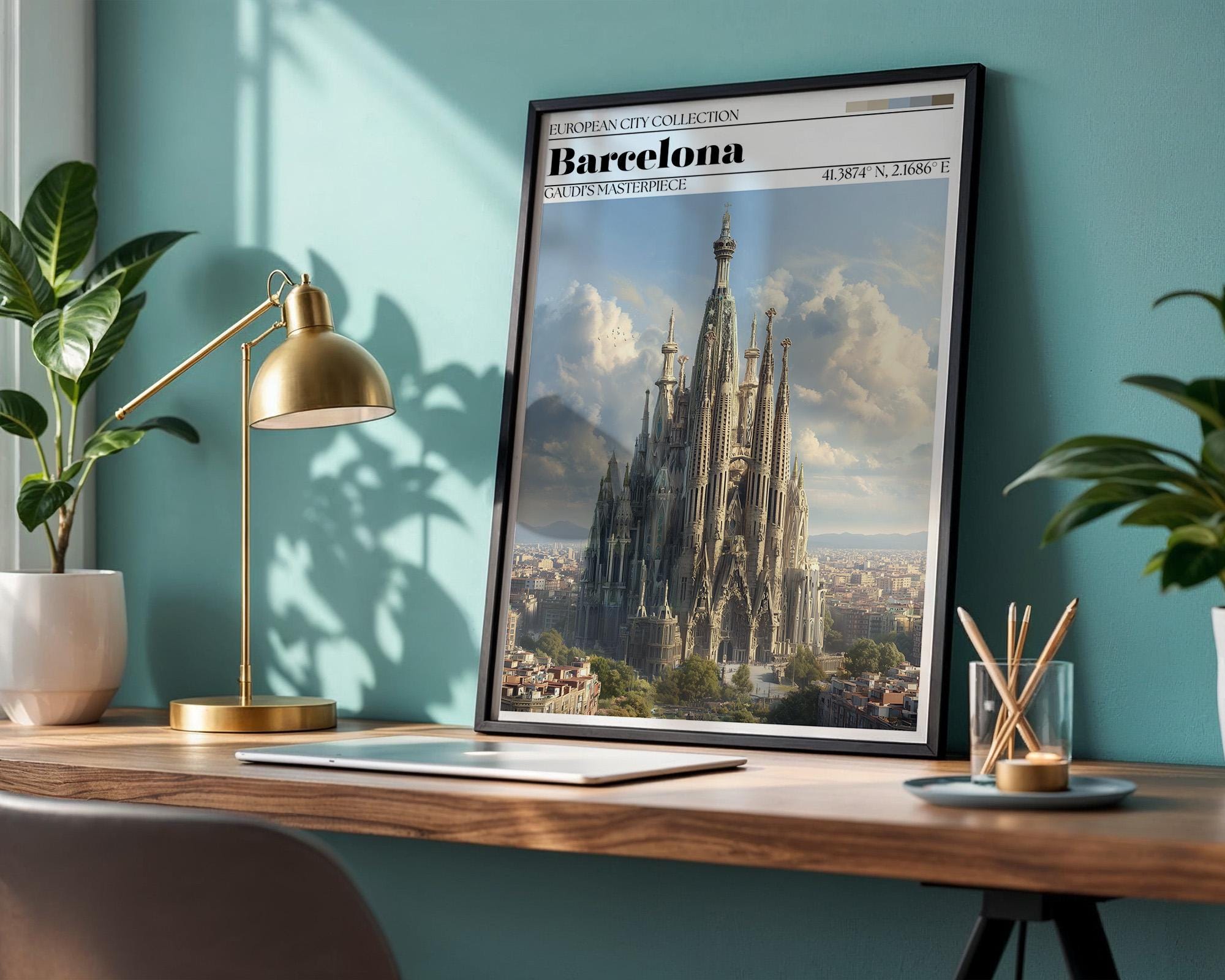 Barcelona Sagrada Familia Travel Poster - Barcelona Wall Art Print