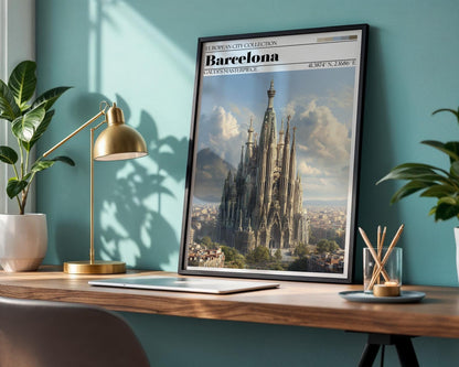 Barcelona Sagrada Familia Travel Poster - Barcelona Wall Art Print