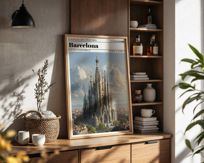 Barcelona Sagrada Familia Travel Poster - Barcelona Wall Art Print