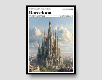 Barcelona Sagrada Familia Travel Poster - Barcelona Wall Art Print