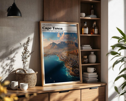 Cape Town Travel Poster – Table Mountain, South Africa Wall Art