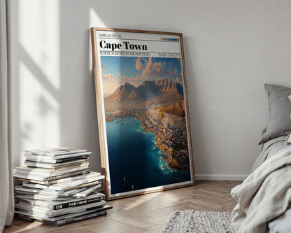 Cape Town Travel Poster – Table Mountain, South Africa Wall Art