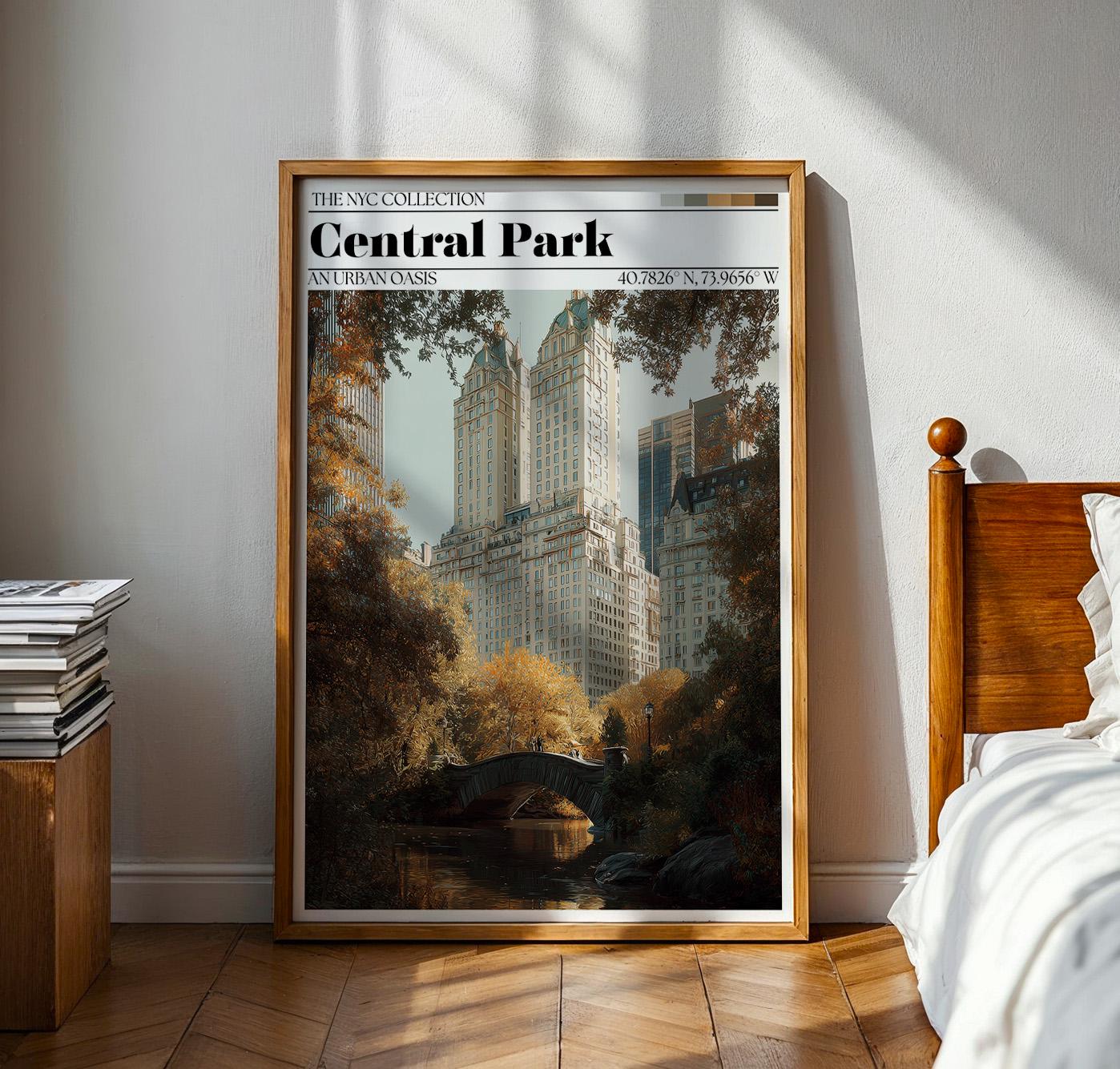 Central Park Poster – New York City Skyline Art Print