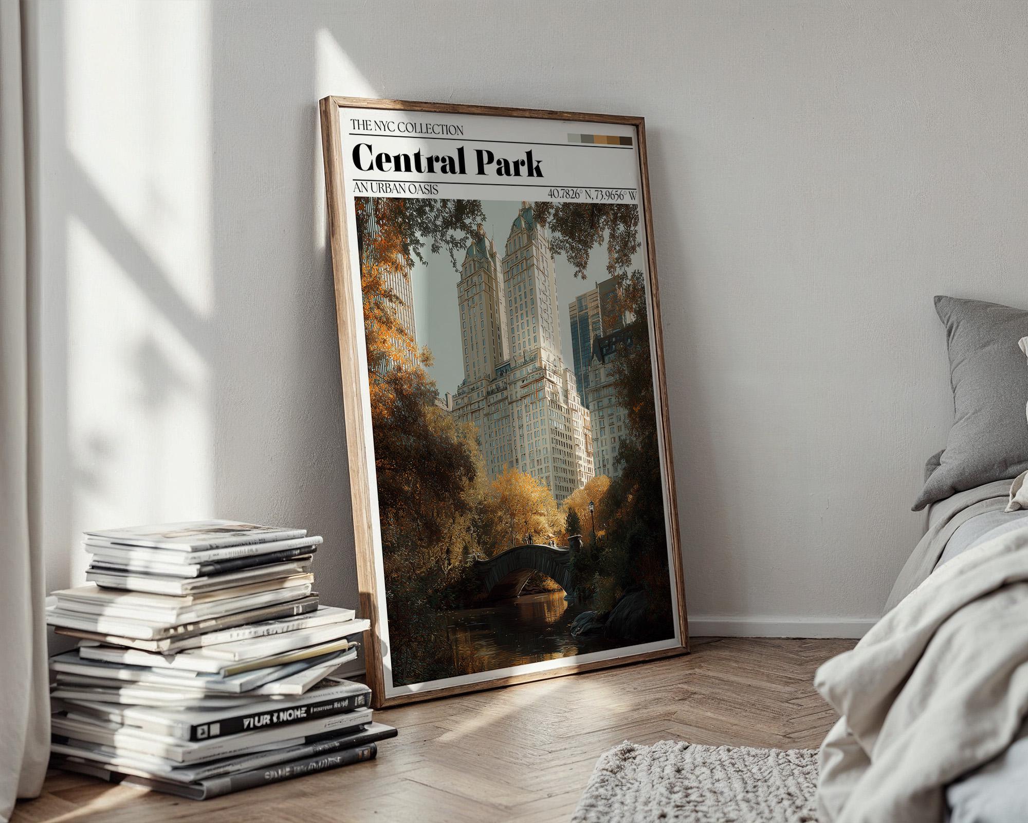 Central Park Poster – New York City Skyline Art Print