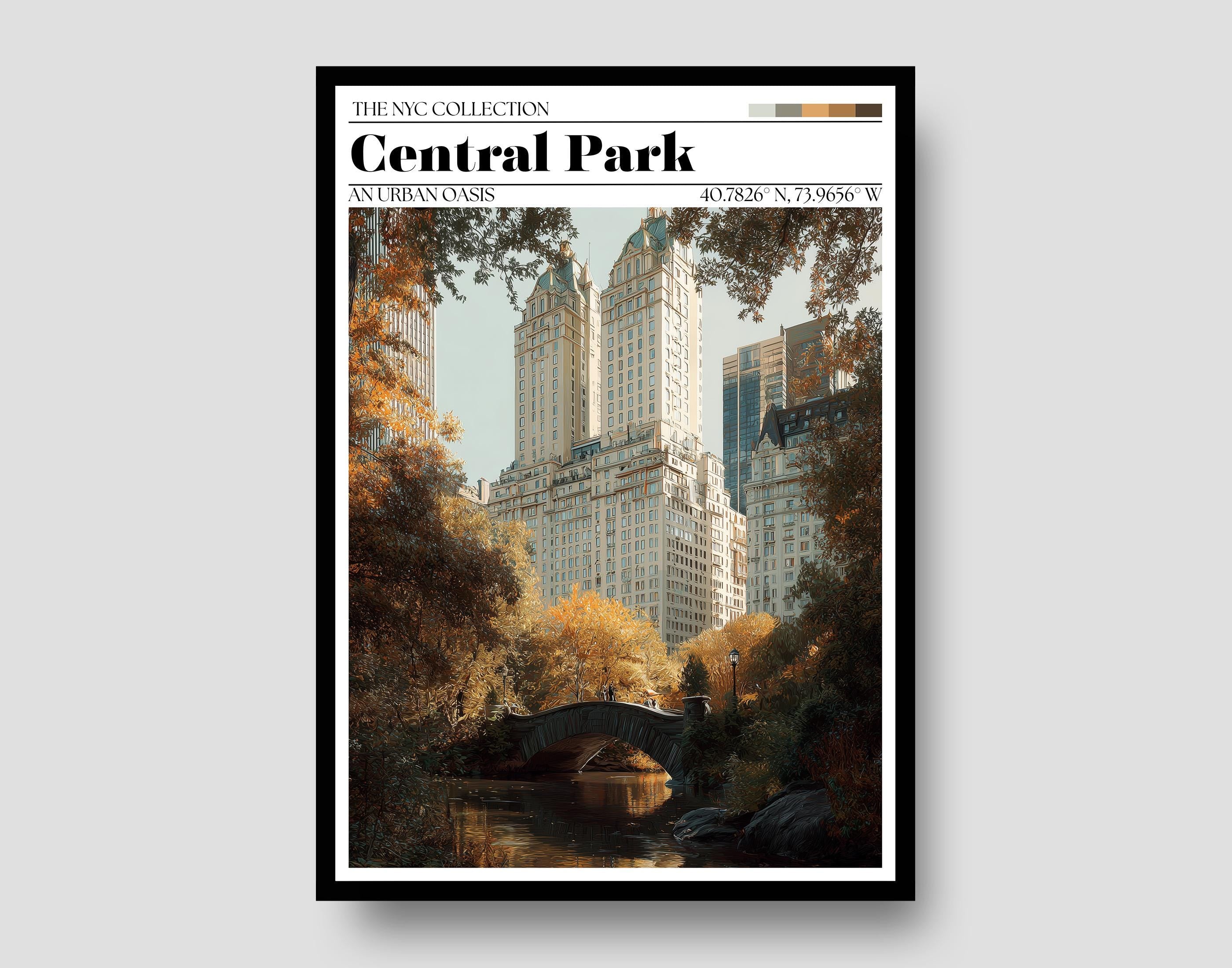 Central Park Poster – New York City Skyline Art Print