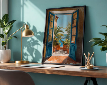 French Riviera Open Window Watercolour Poster - Henri Mattise Travel Art
