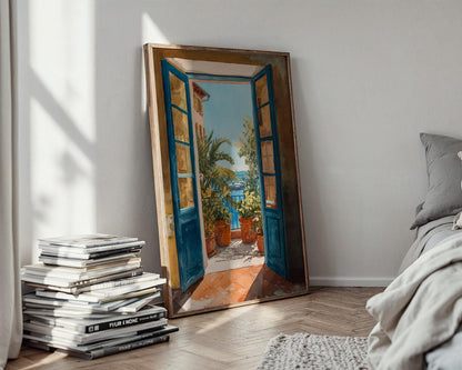 French Riviera Open Window Watercolour Poster - Henri Mattise Travel Art