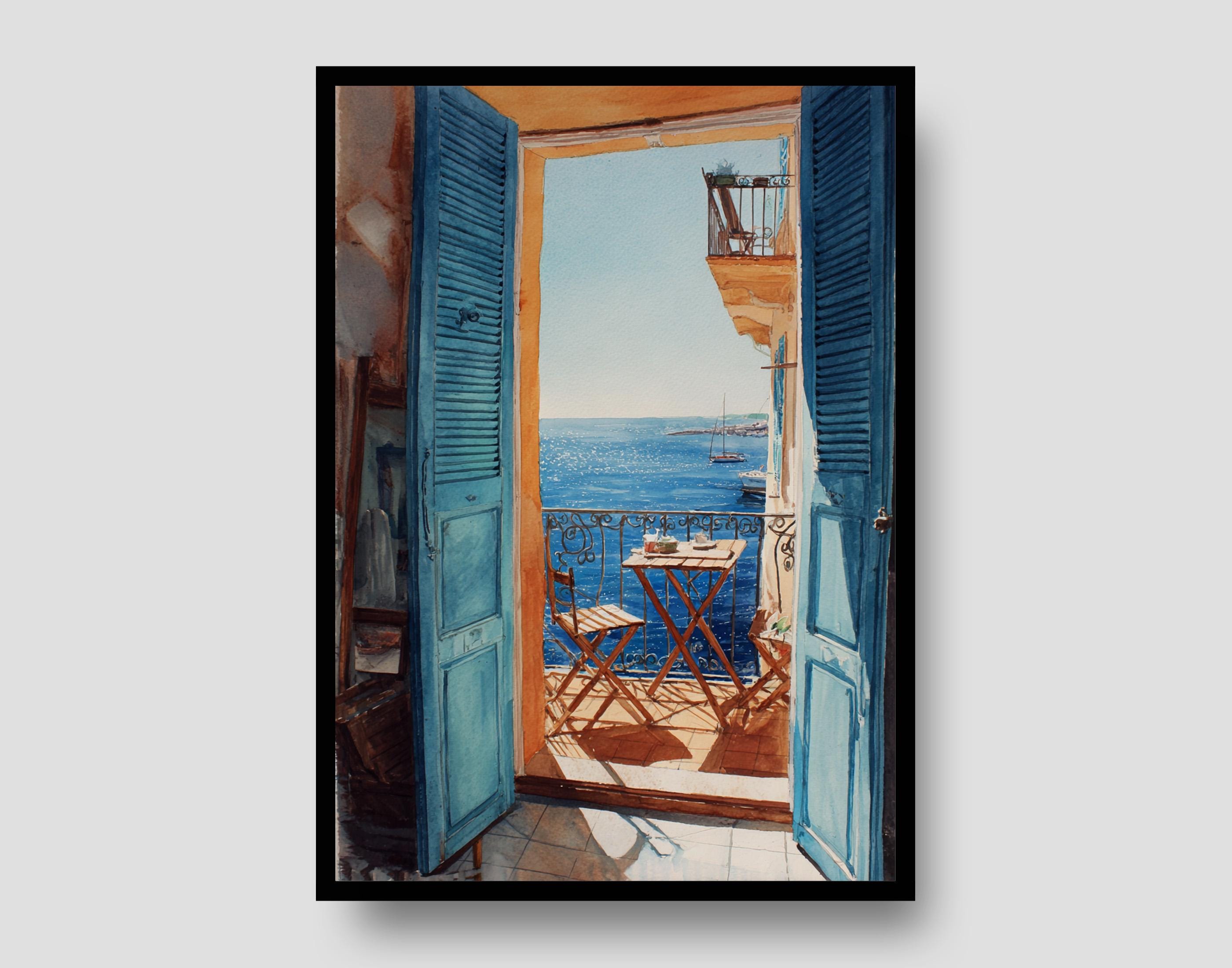 French Riviera Open Window Henri Mattise Poster - Watercolour French Art