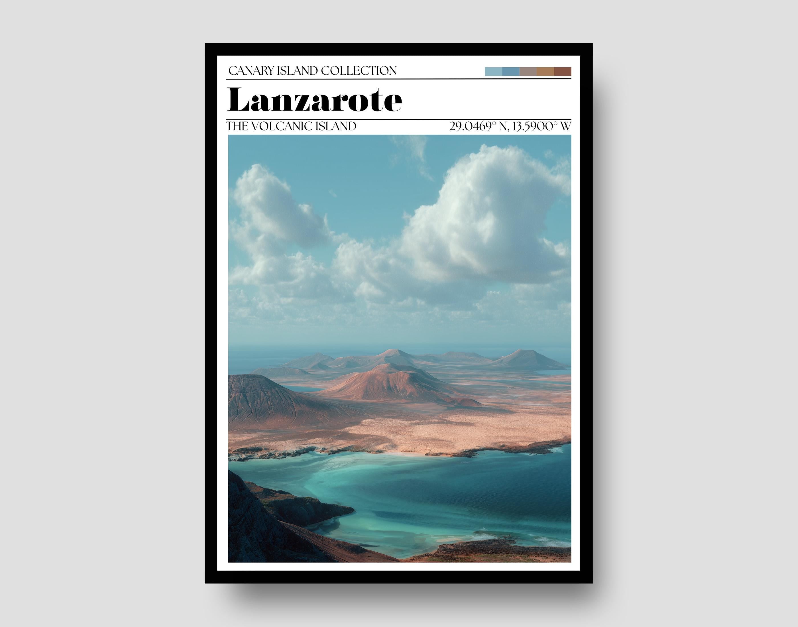 Lanzarote Travel Poster – Canary Islands Coastal Wall Art Print