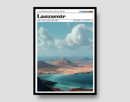 Lanzarote Travel Poster – Canary Islands Coastal Wall Art Print