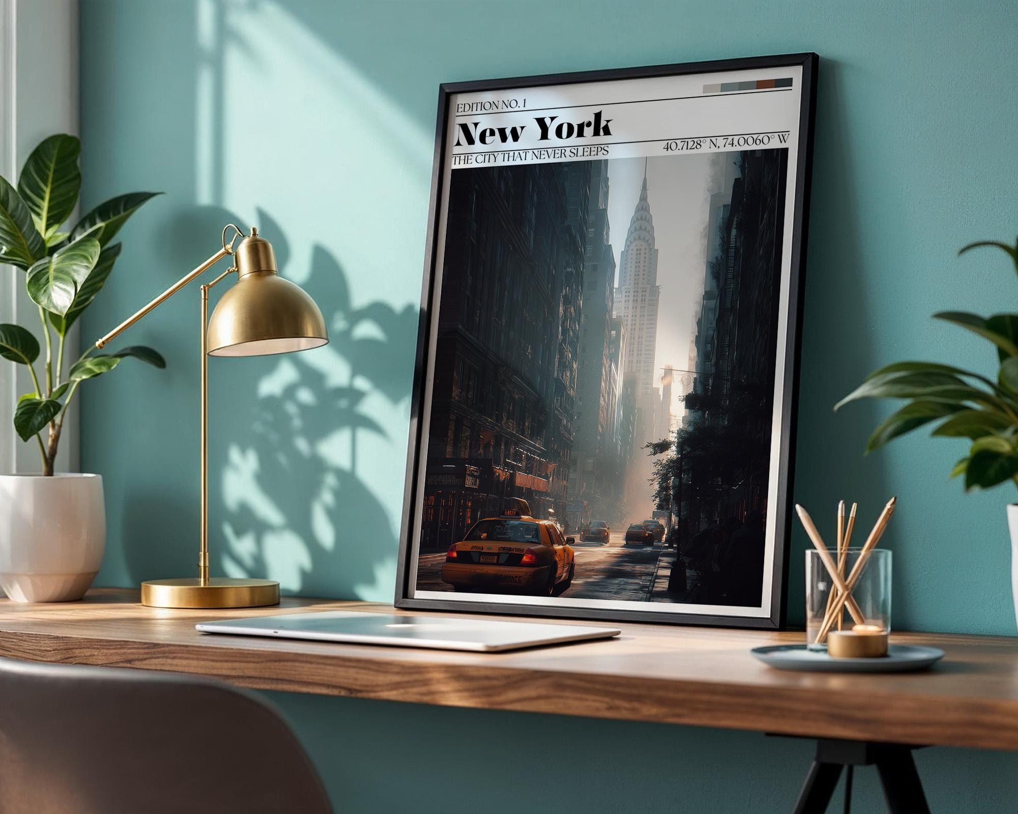 New York Poster – New York City Skyline Travel Print