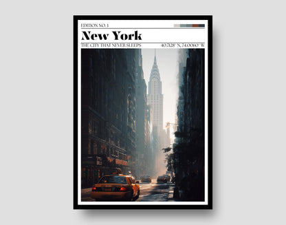 New York Poster – New York City Skyline Travel Print