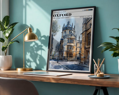 Oxford Poster - Watercolour Oxford University Wall Art Print