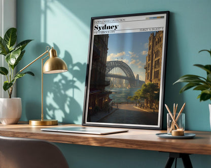 Sydney Australia Travel Poster – Harbour Bridge Wall Art Print