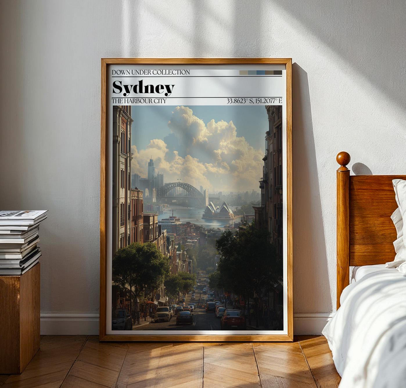 Sydney Australia Poster – Opera House & Harbour Bridge Travel Wall Art